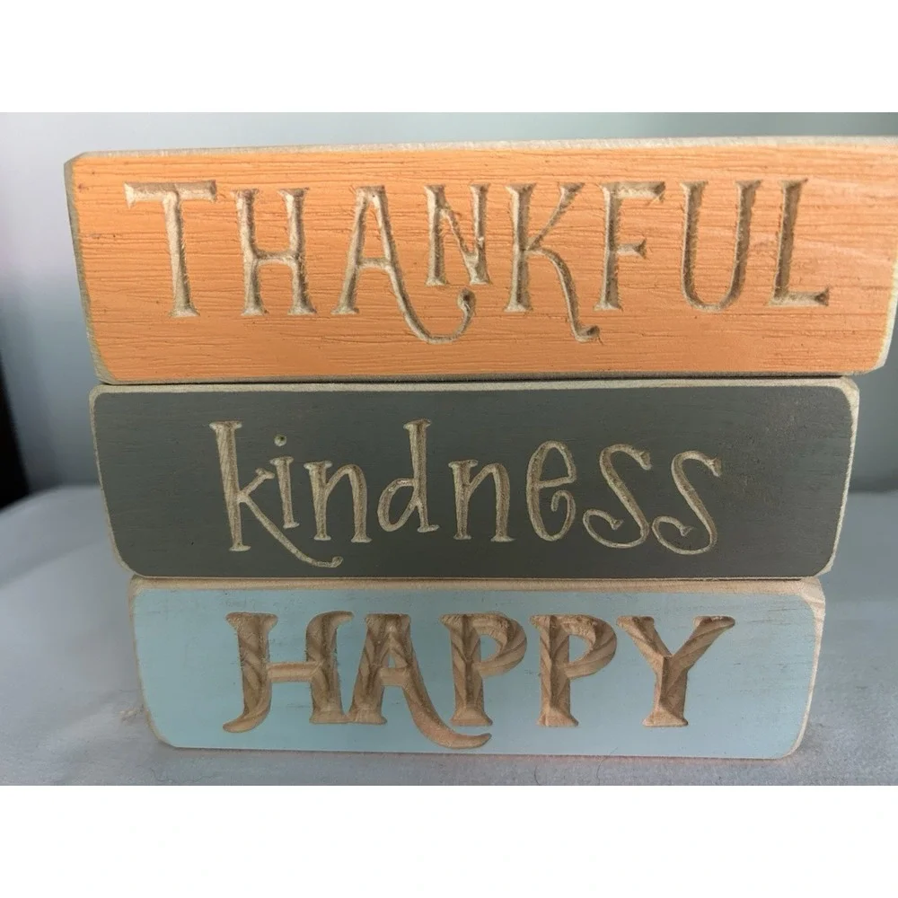 3- Wood Block Inspirational Words Table/Shelf Farmhouse Decor WD8